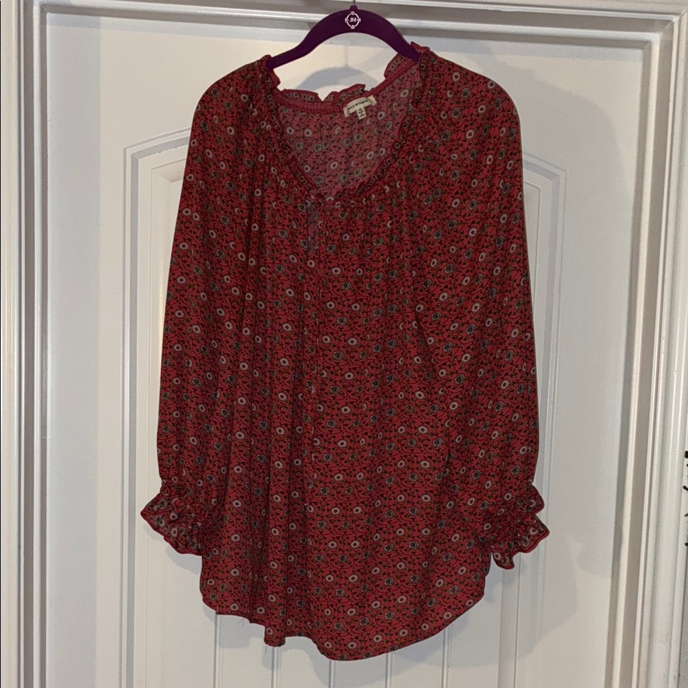 Max Studio Red Floral Blouse